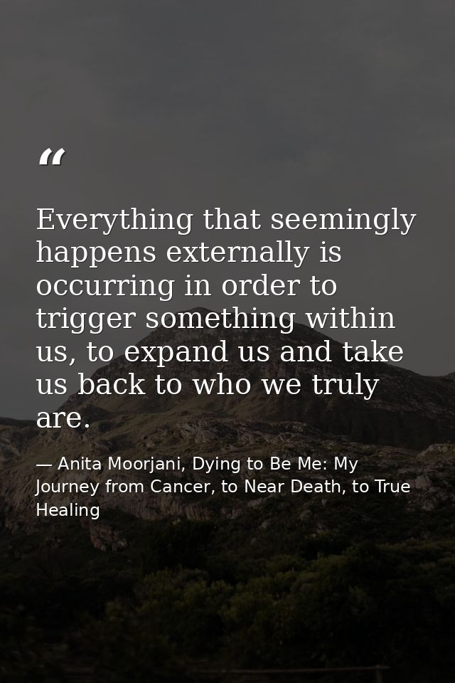Everything that seemingly happens externally is occurring in order to trigger something within us, to expand us and take — Anita Moorjani, Dying to Be Me: My Journey from Cancer, to Near Death, to True Healing