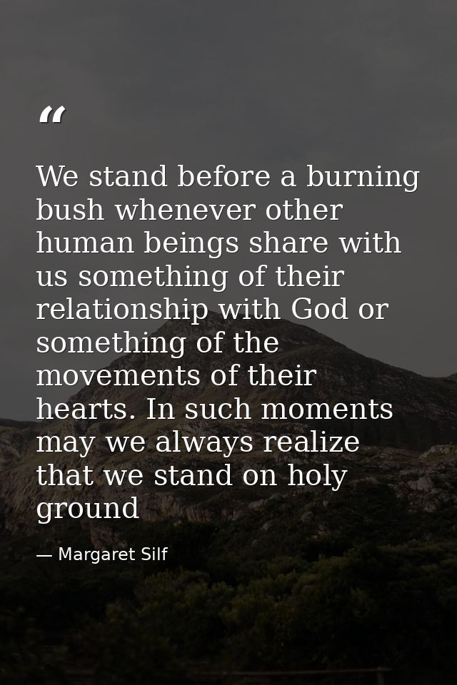 We stand before a burning bush whenever other human beings share with us something of their relationship with God or som — Margaret Silf