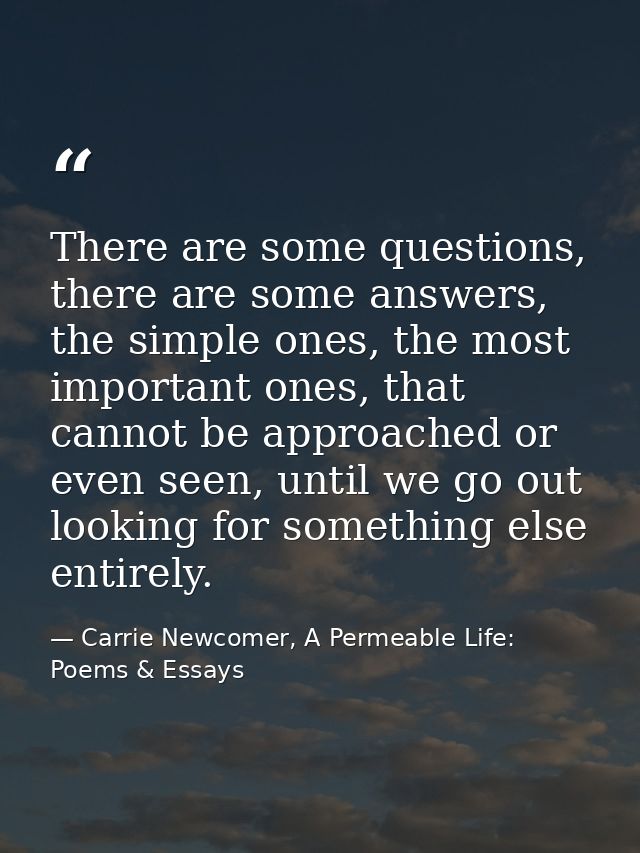 There are some questions, there are some answers, the simple ones, the most important ones, that cannot be approached or — Carrie Newcomer, A Permeable Life: Poems & Essays