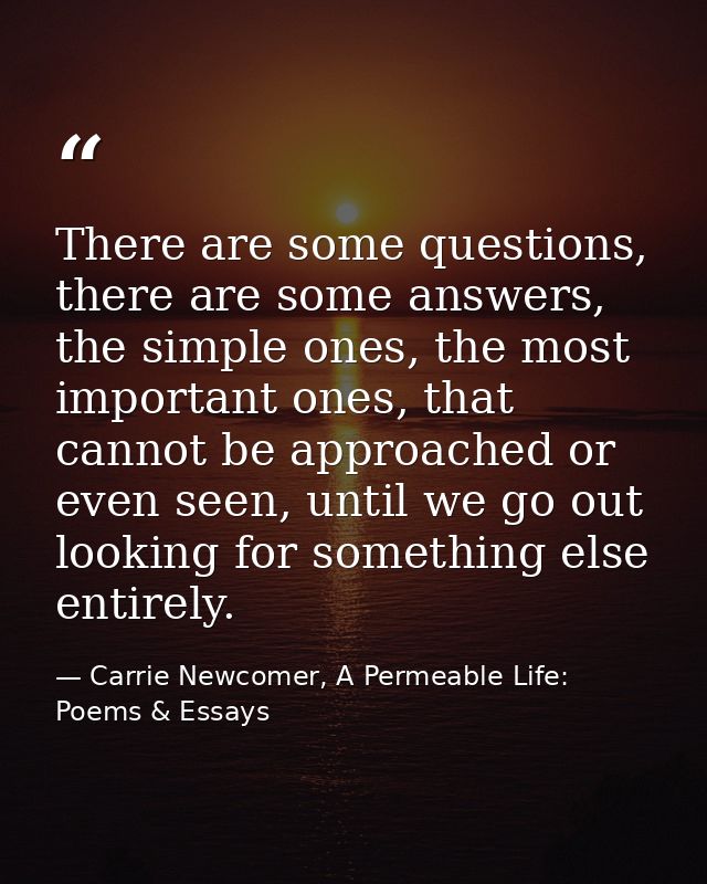 There are some questions, there are some answers, the simple ones, the most important ones, that cannot be approached or — Carrie Newcomer, A Permeable Life: Poems & Essays