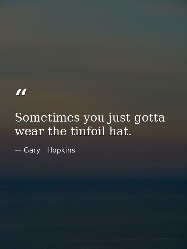 Sometimes you just gotta wear the tinfoil hat. — Gary   Hopkins