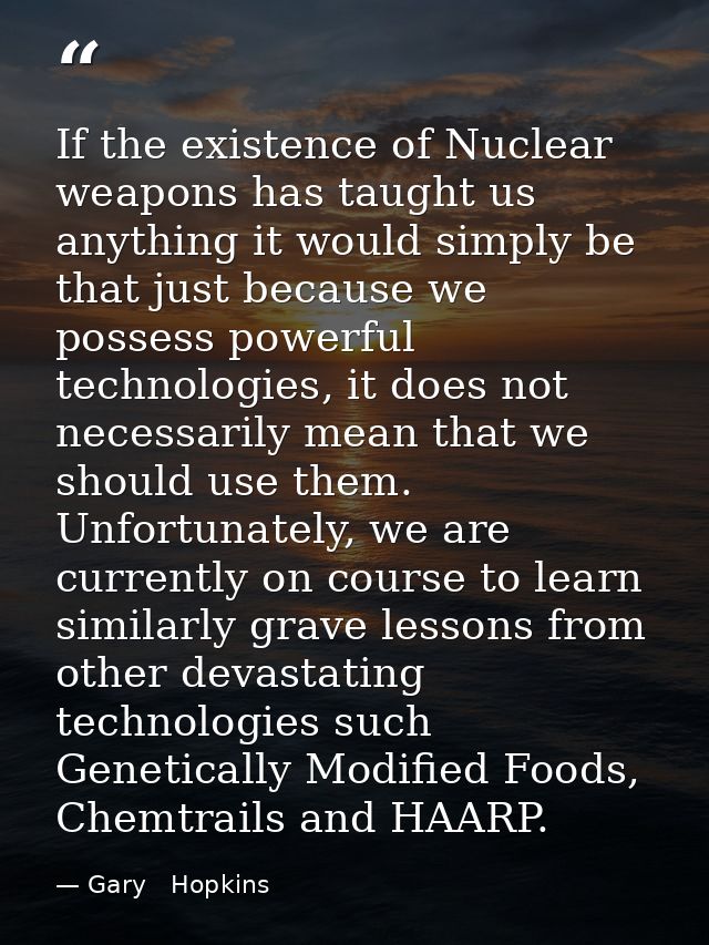 If the existence of Nuclear weapons has taught us anything it would simply be that just because we possess powerful tech — Gary   Hopkins