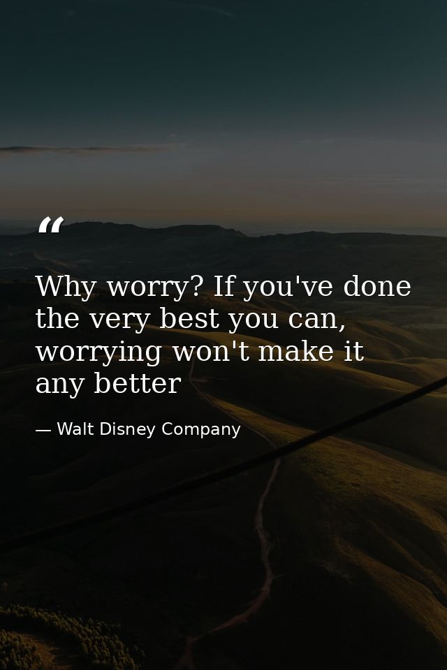 Why worry? If you've done the very best you can, worrying won't make it any better — Walt Disney Company