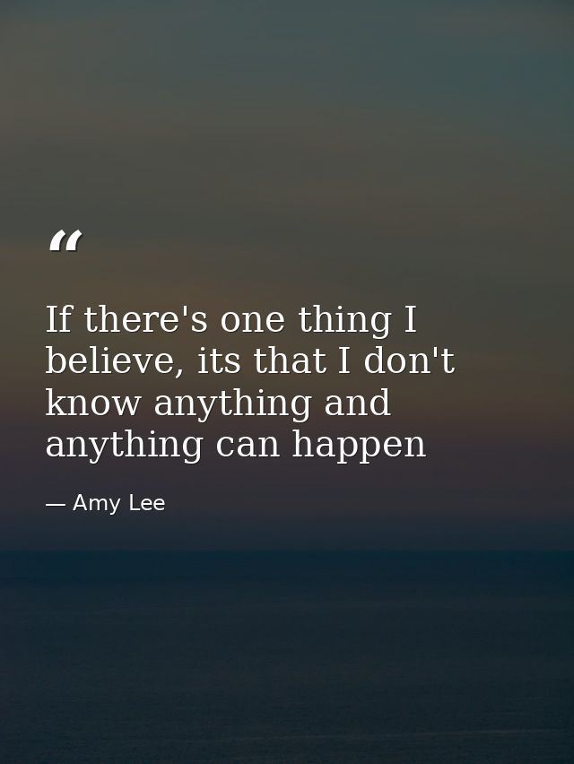 If there's one thing I believe, its that I don't know anything and anything can happen — Amy Lee