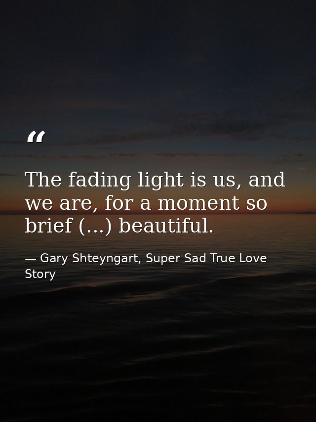 The fading light is us, and we are, for a moment so brief (...) beautiful. — Gary Shteyngart, Super Sad True Love Story
