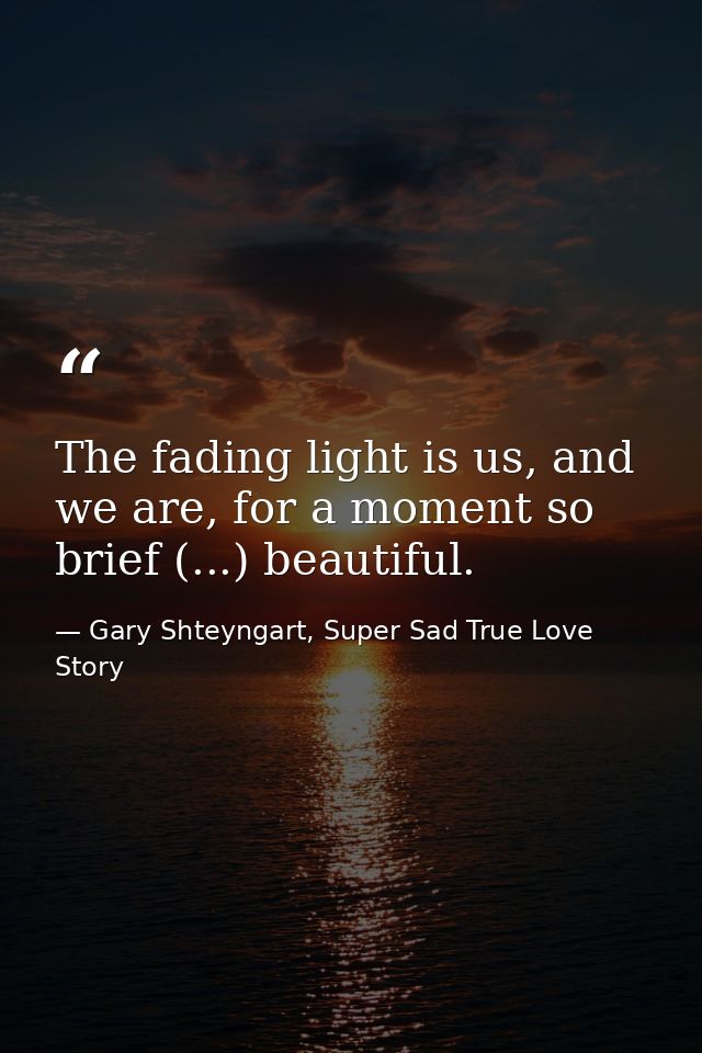 The fading light is us, and we are, for a moment so brief (...) beautiful. — Gary Shteyngart, Super Sad True Love Story