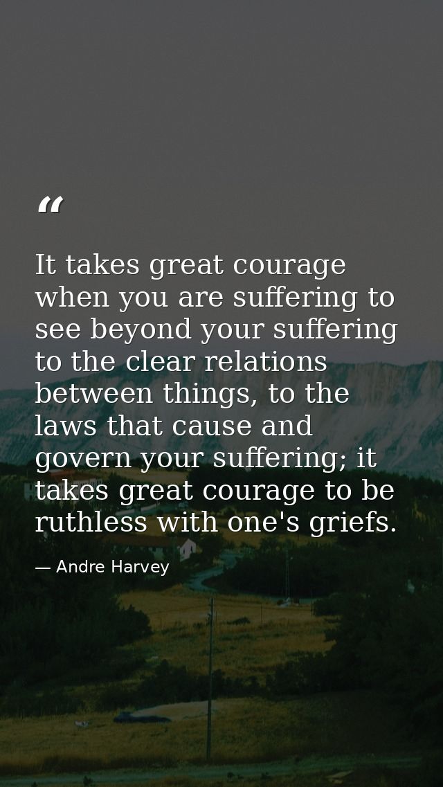 It takes great courage when you are suffering to see beyond your suffering to the clear relations between things, to the — Andre Harvey