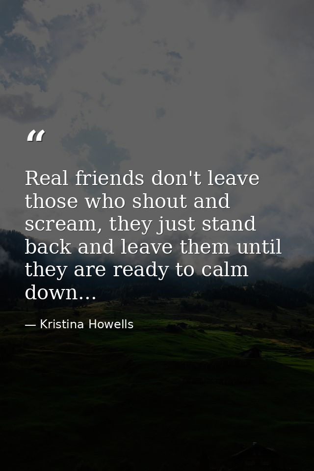 Real friends don't leave those who shout and scream, they just stand back and leave them until they are ready to calm do — Kristina Howells