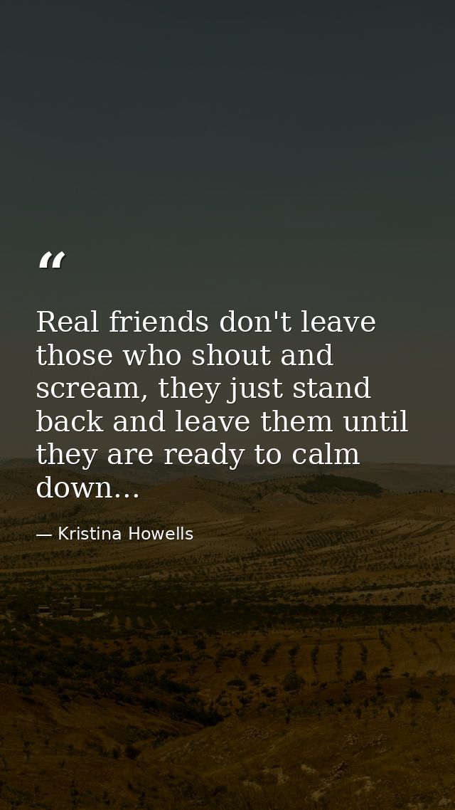 Real friends don't leave those who shout and scream, they just stand back and leave them until they are ready to calm do — Kristina Howells