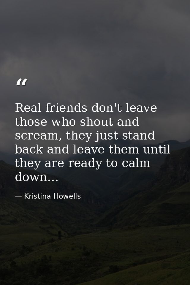 Real friends don't leave those who shout and scream, they just stand back and leave them until they are ready to calm do — Kristina Howells