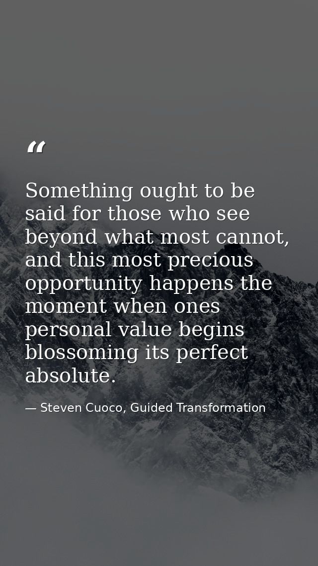 Something ought to be said for those who see beyond what most cannot, and this most precious opportunity happens the mom — Steven Cuoco, Guided Transformation