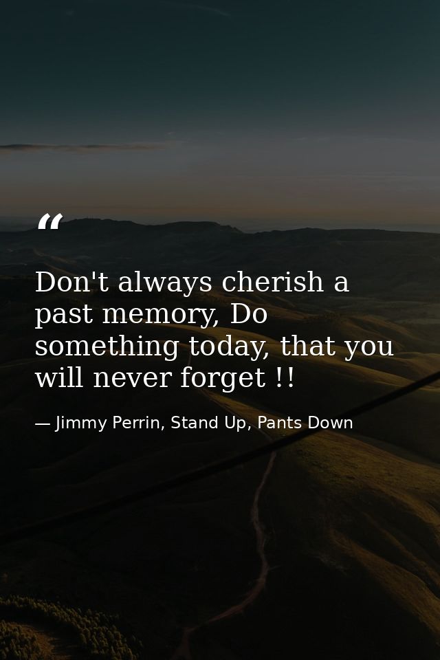 Don't always cherish a past memory, Do something today, that you will never forget !! — Jimmy Perrin, Stand Up, Pants Down