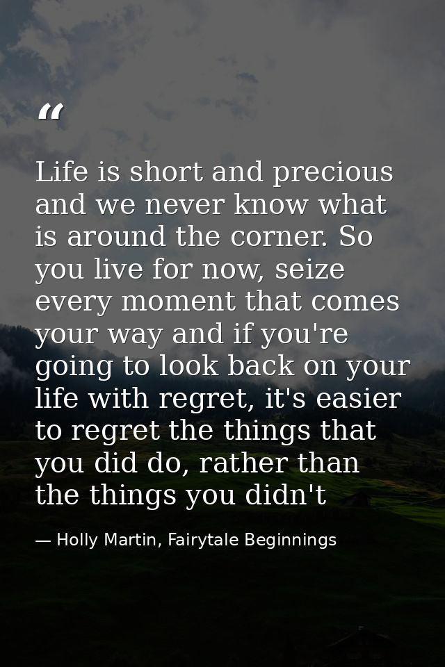 Life is short and precious and we never know what is around the corner. So you live for now, seize every moment that com — Holly Martin, Fairytale Beginnings