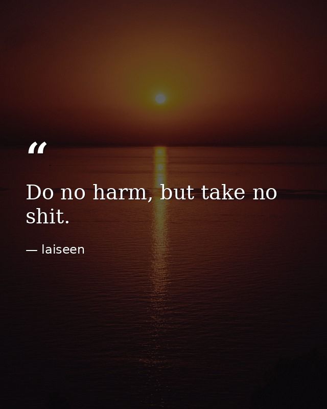 Do no harm, but take no shit. — laiseen