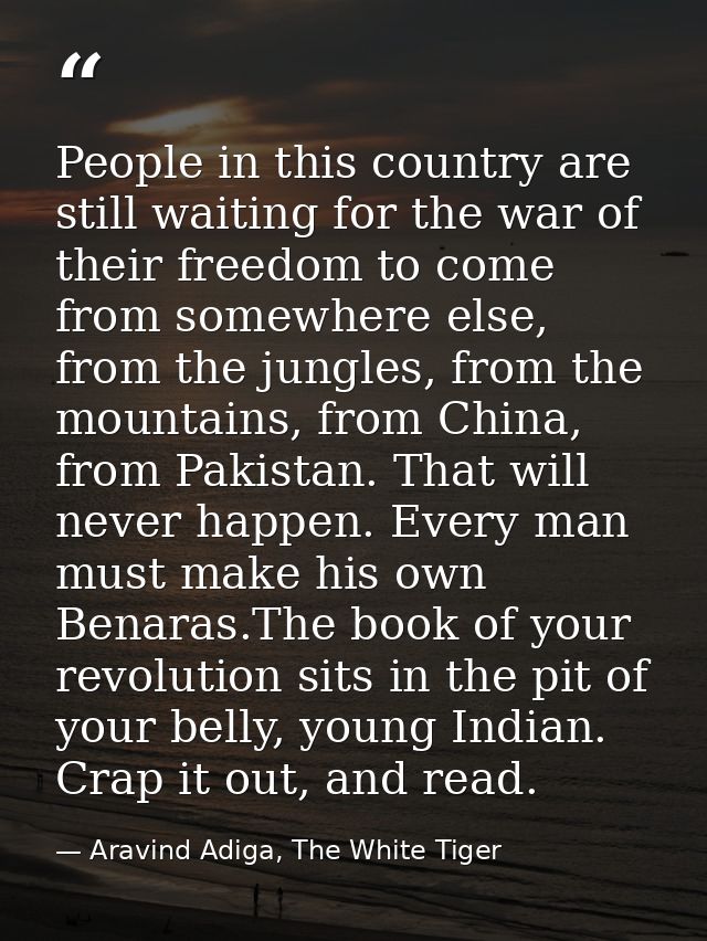 People in this country are still waiting for the war of their freedom to come from somewhere else, from the jungles, fro — Aravind Adiga, The White Tiger
