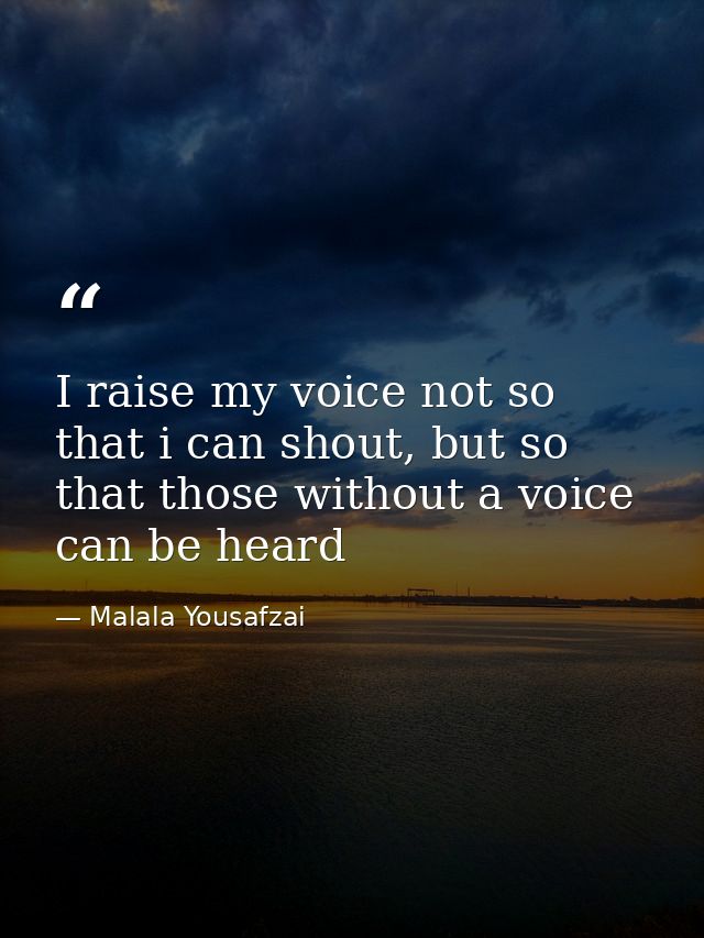 I raise my voice not so that i can shout, but so that those without a voice can be heard — Malala Yousafzai