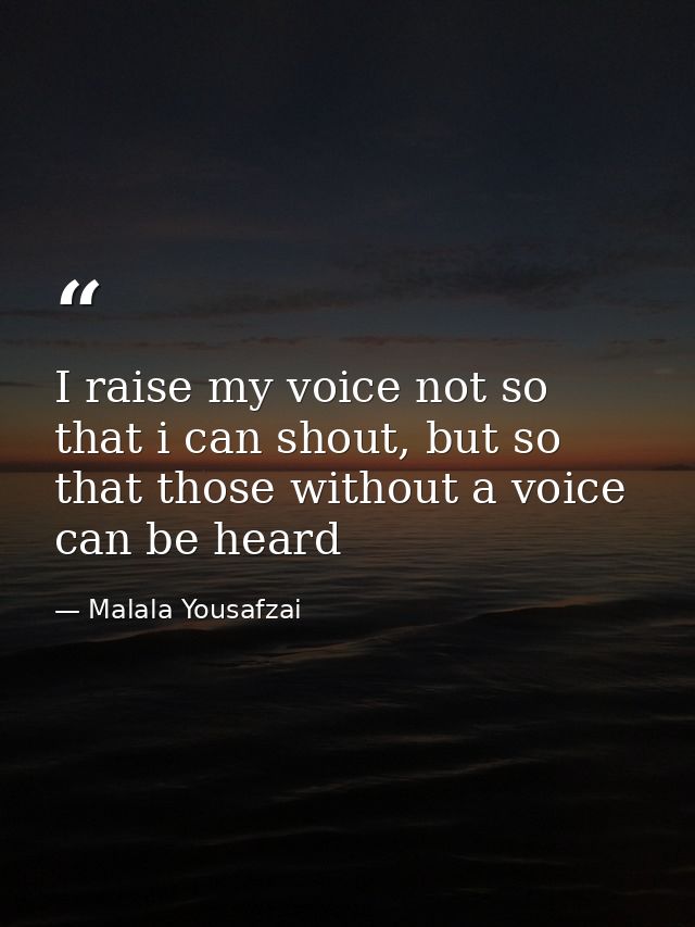 I raise my voice not so that i can shout, but so that those without a voice can be heard — Malala Yousafzai