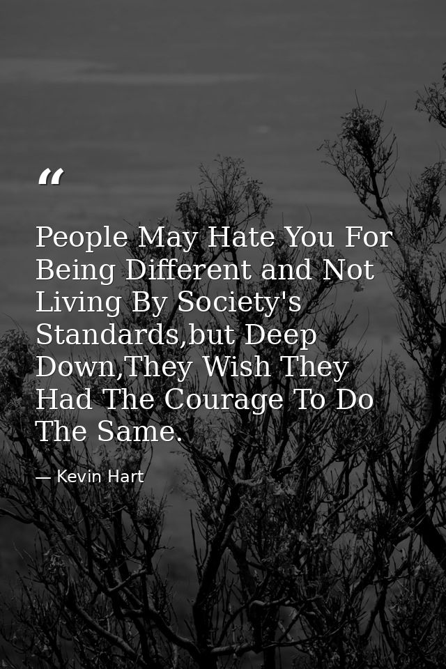 People May Hate You For Being Different and Not Living By Society's Standards,but Deep Down,They Wish They Had The Coura — Kevin Hart