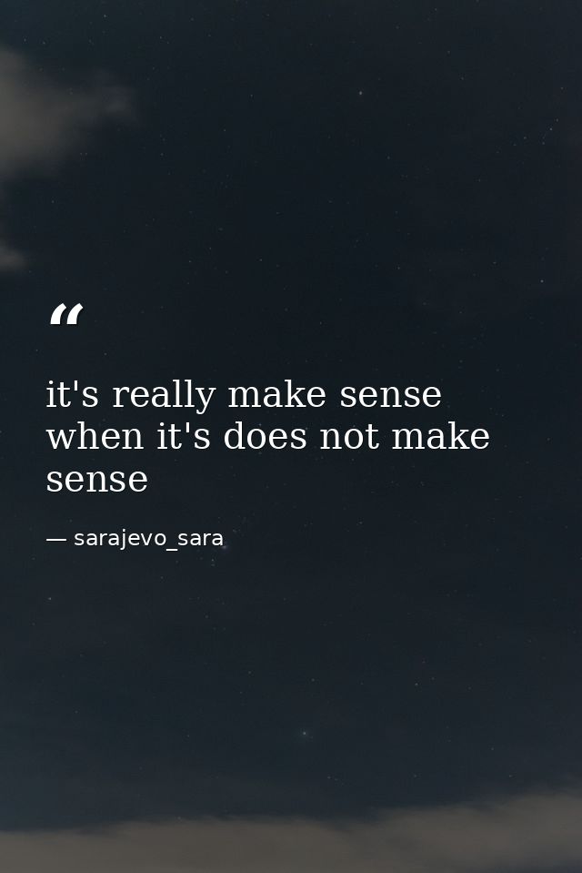 it's really make sense when it's does not make sense — sarajevo_sara