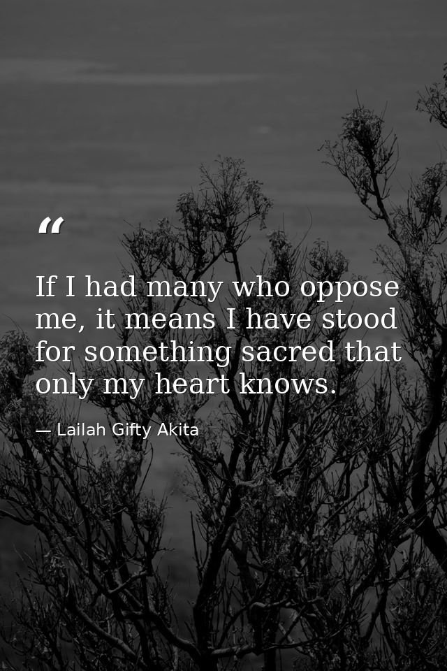 If I had many who oppose me, it means I have stood for something sacred that only my heart knows. — Lailah Gifty Akita