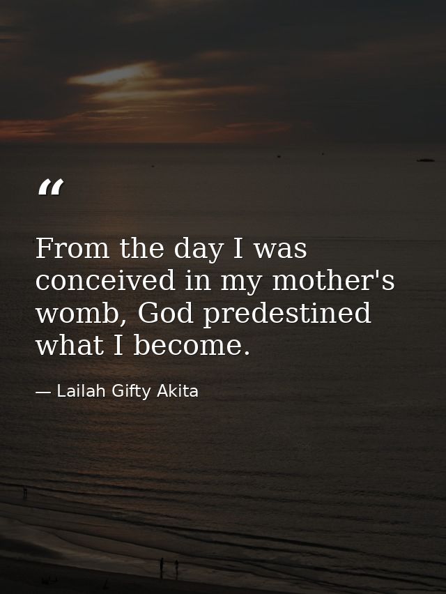 From the day I was conceived in my mother's womb, God predestined what I become. — Lailah Gifty Akita