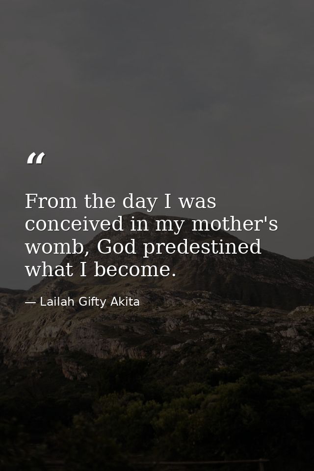 From the day I was conceived in my mother's womb, God predestined what I become. — Lailah Gifty Akita