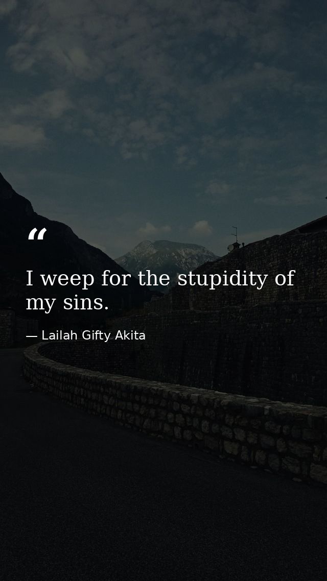 I weep for the stupidity of my sins. — Lailah Gifty Akita