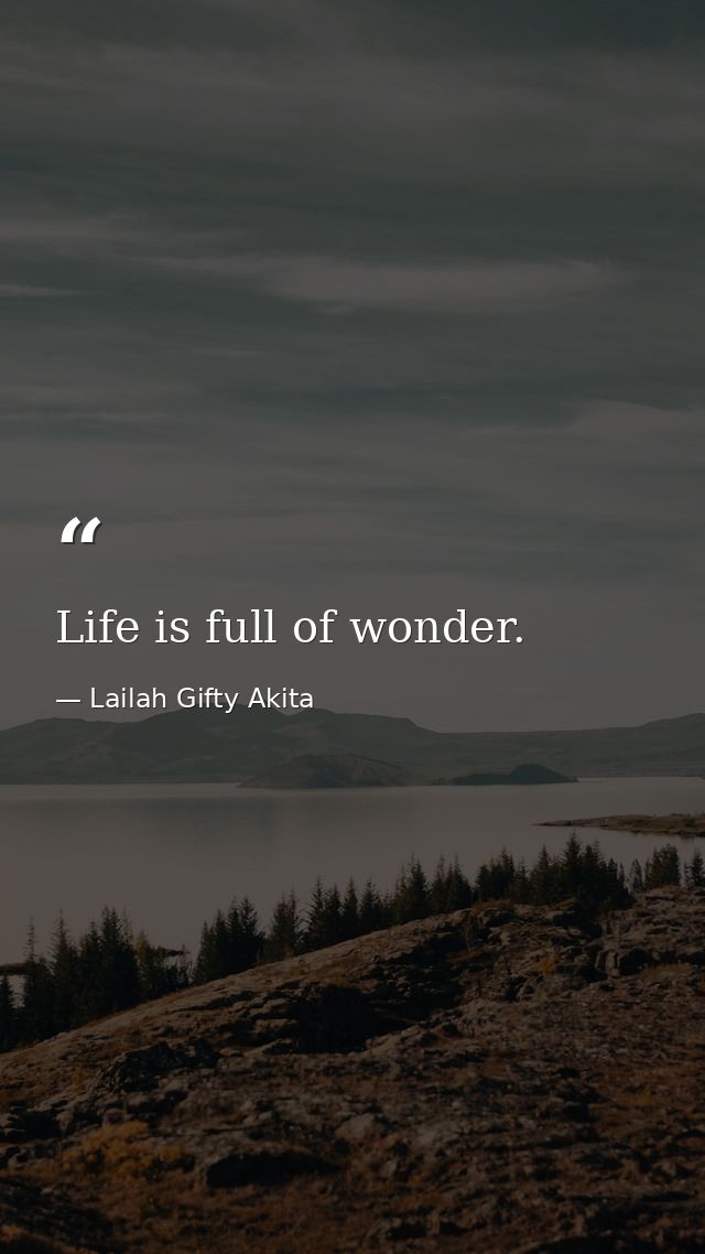 Life is full of wonder. — Lailah Gifty Akita
