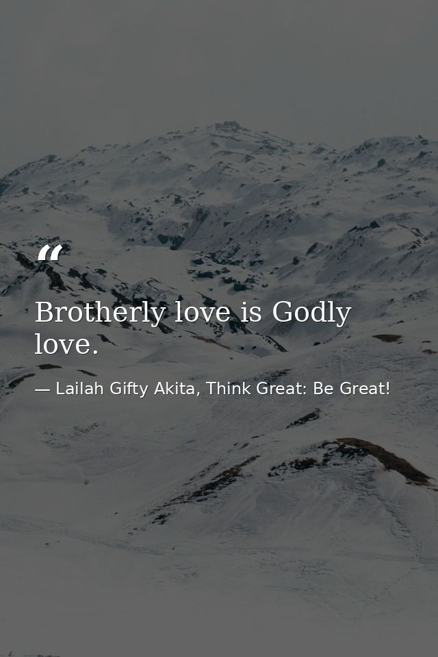 Brotherly love is Godly love. — Lailah Gifty Akita, Think Great: Be Great!