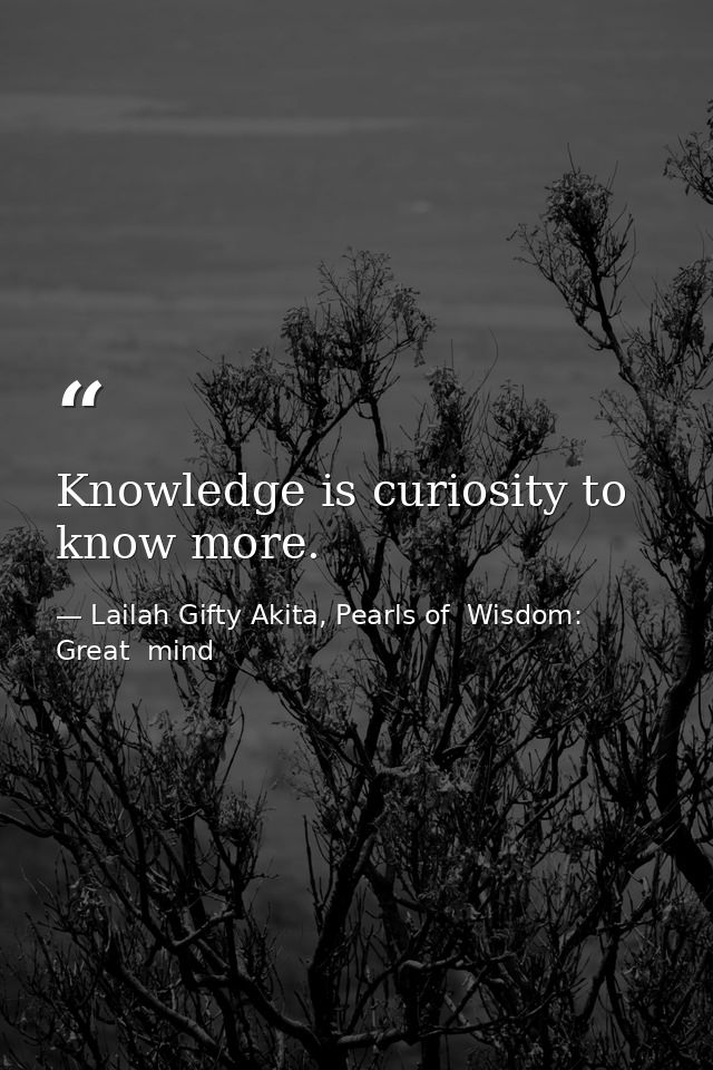 Knowledge is curiosity to know more. — Lailah Gifty Akita, Pearls of  Wisdom: Great  mind