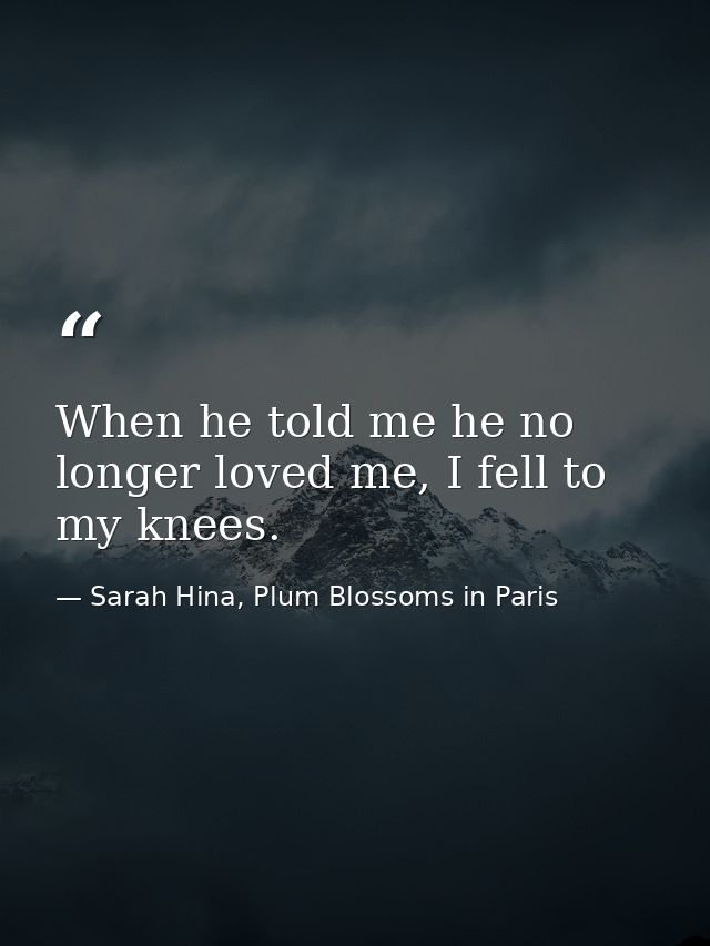 When he told me he no longer loved me, I fell to my knees. — Sarah Hina, Plum Blossoms in Paris