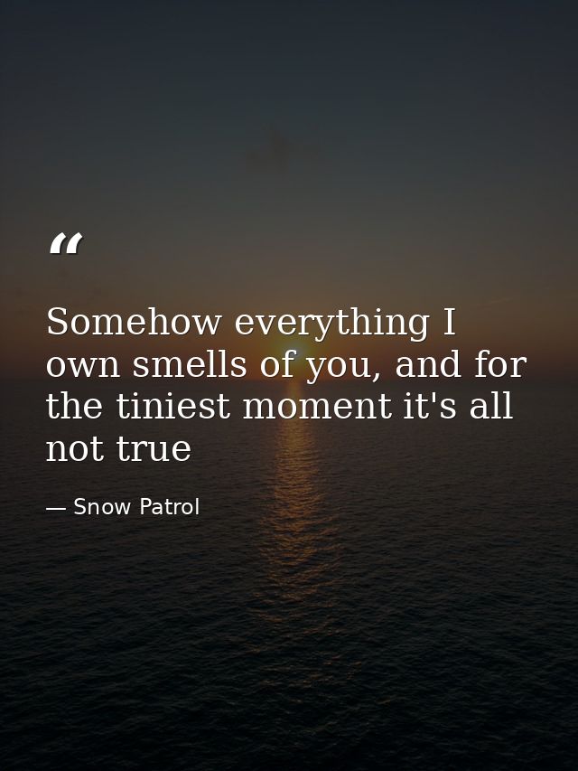 Somehow everything I own smells of you, and for the tiniest moment it's all not true — Snow Patrol
