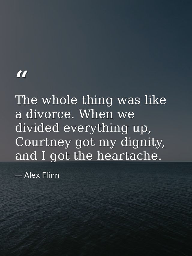 The whole thing was like a divorce. When we divided everything up, Courtney got my dignity, and I got the heartache. — Alex Flinn