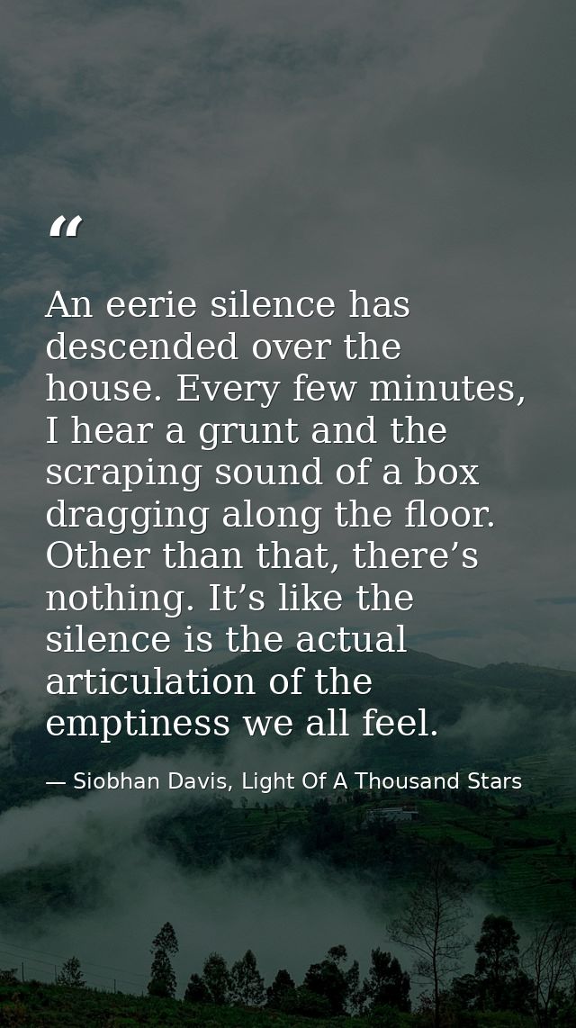 An eerie silence has descended over the house. Every few minutes, I hear a grunt and the scraping sound of a box draggin — Siobhan Davis, Light Of A Thousand Stars