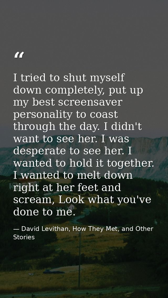 I tried to shut myself down completely, put up my best screensaver personality to coast through the day. I didn't want t — David Levithan, How They Met, and Other Stories