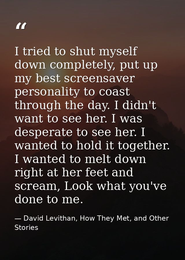I tried to shut myself down completely, put up my best screensaver personality to coast through the day. I didn't want t — David Levithan, How They Met, and Other Stories