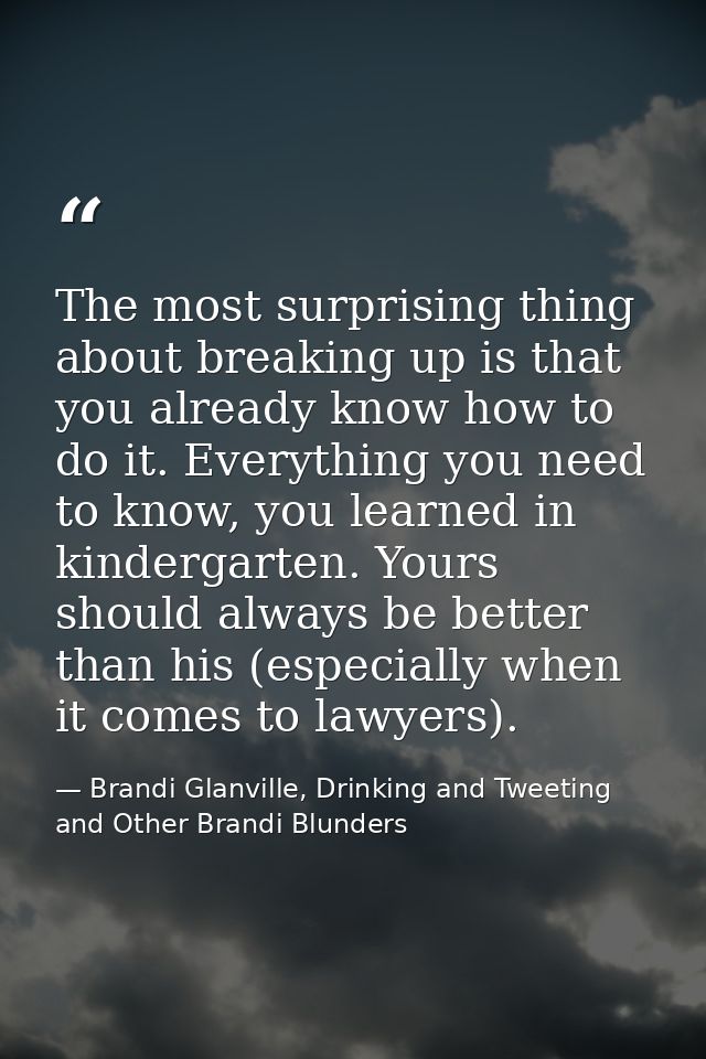 The most surprising thing about breaking up is that you already know how to do it. Everything you need to know, you lear — Brandi Glanville, Drinking and Tweeting and Other Brandi Blunders