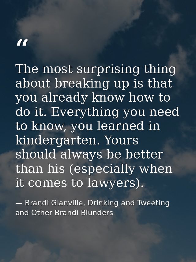 The most surprising thing about breaking up is that you already know how to do it. Everything you need to know, you lear — Brandi Glanville, Drinking and Tweeting and Other Brandi Blunders