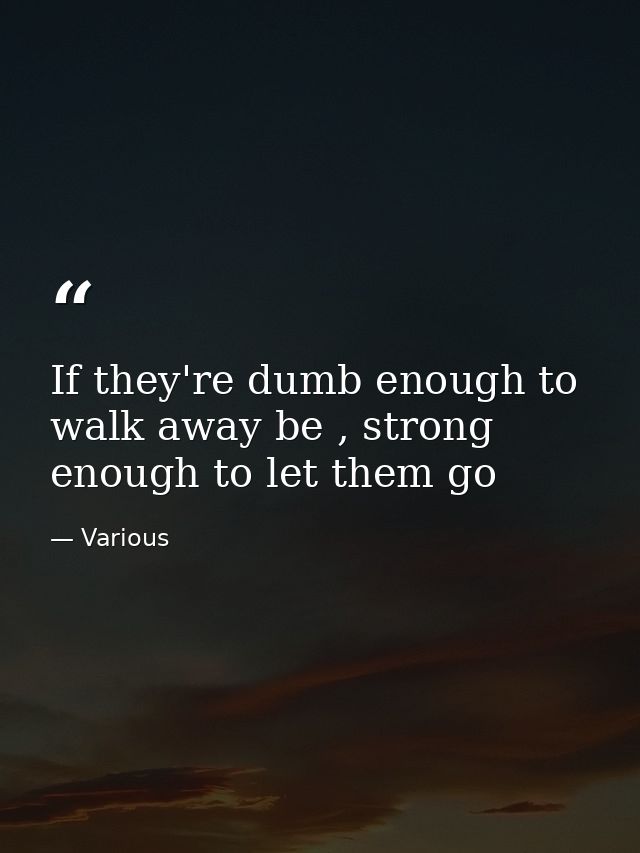 If they're dumb enough to walk away be , strong enough to let them go — Various