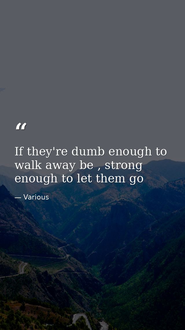 If they're dumb enough to walk away be , strong enough to let them go — Various