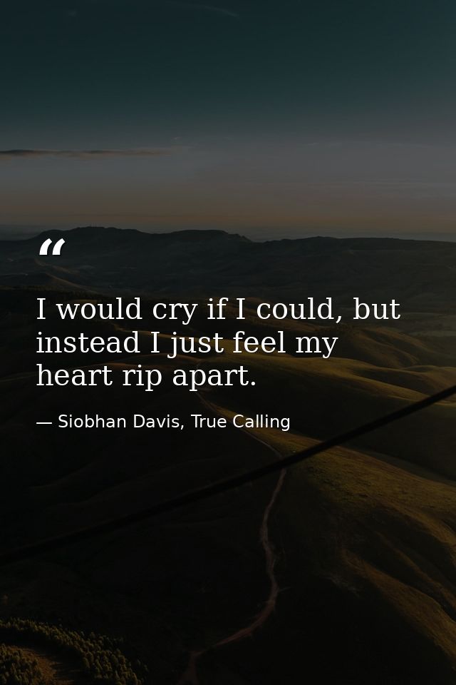 I would cry if I could, but instead I just feel my heart rip apart. — Siobhan Davis, True Calling