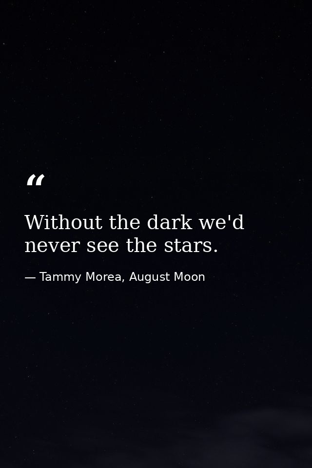 Without the dark we'd never see the stars. — Tammy Morea, August Moon