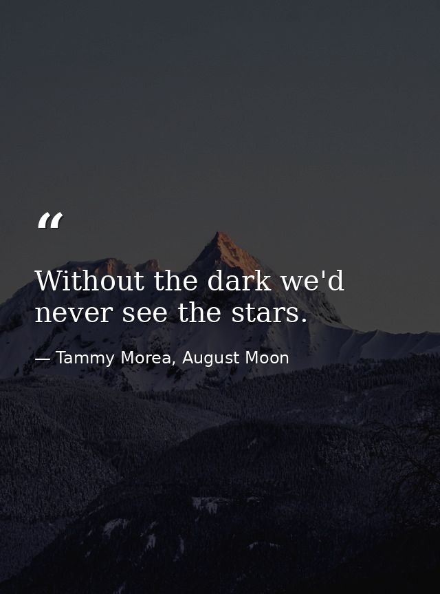 Without the dark we'd never see the stars. — Tammy Morea, August Moon
