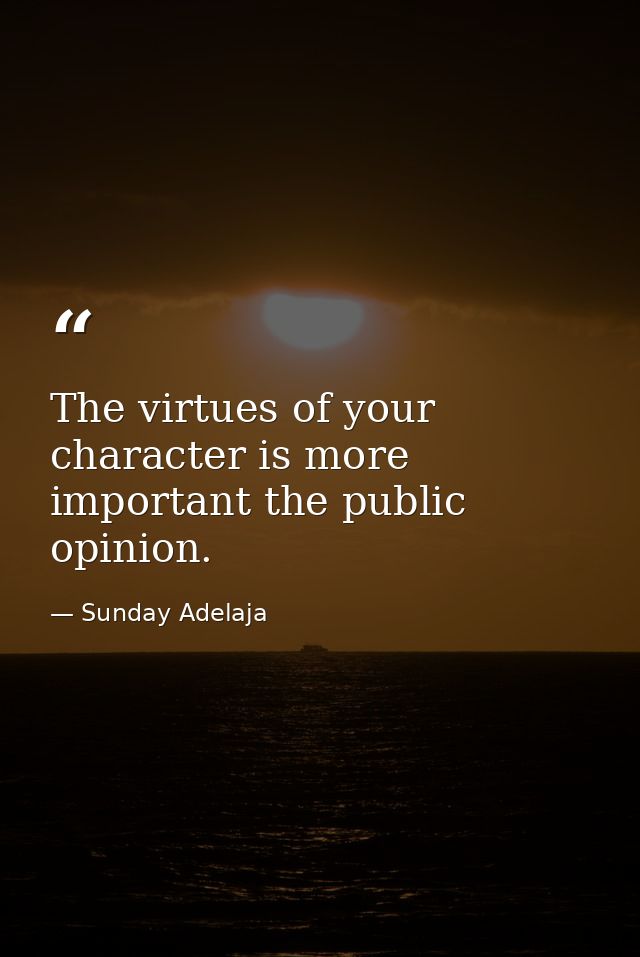 The virtues of your character is more important the public opinion. — Sunday Adelaja