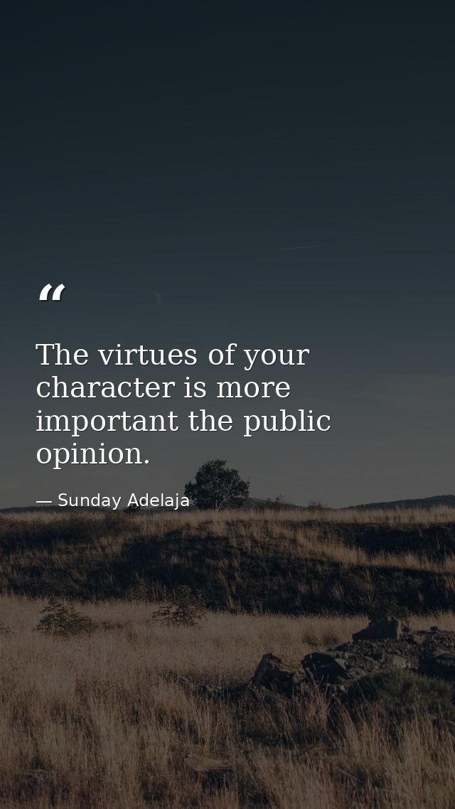 The virtues of your character is more important the public opinion. — Sunday Adelaja