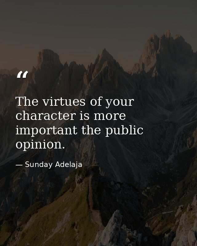 The virtues of your character is more important the public opinion. — Sunday Adelaja