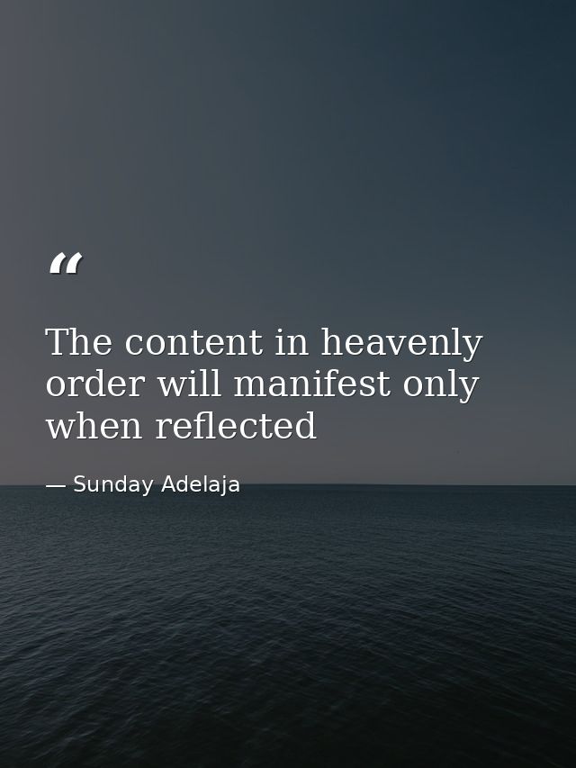 The content in heavenly order will manifest only when reflected — Sunday Adelaja