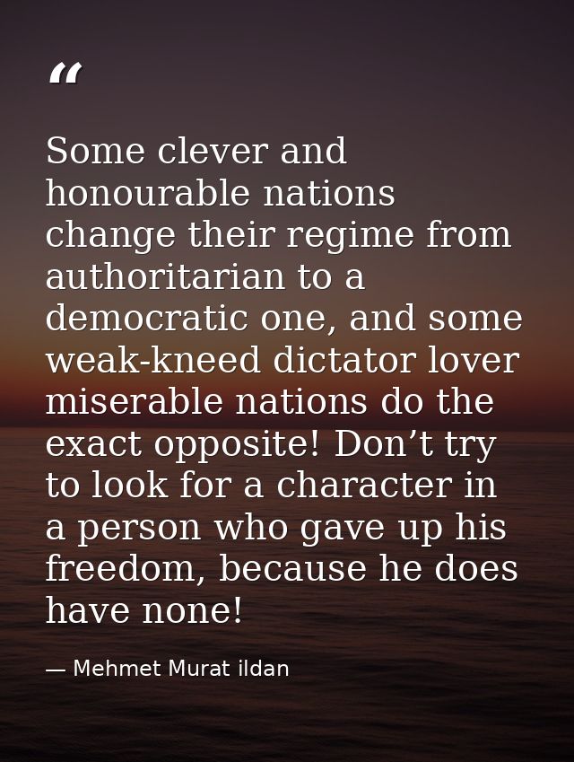 Some clever and honourable nations change their regime from authoritarian to a democratic one, and some weak-kneed dicta — Mehmet Murat ildan