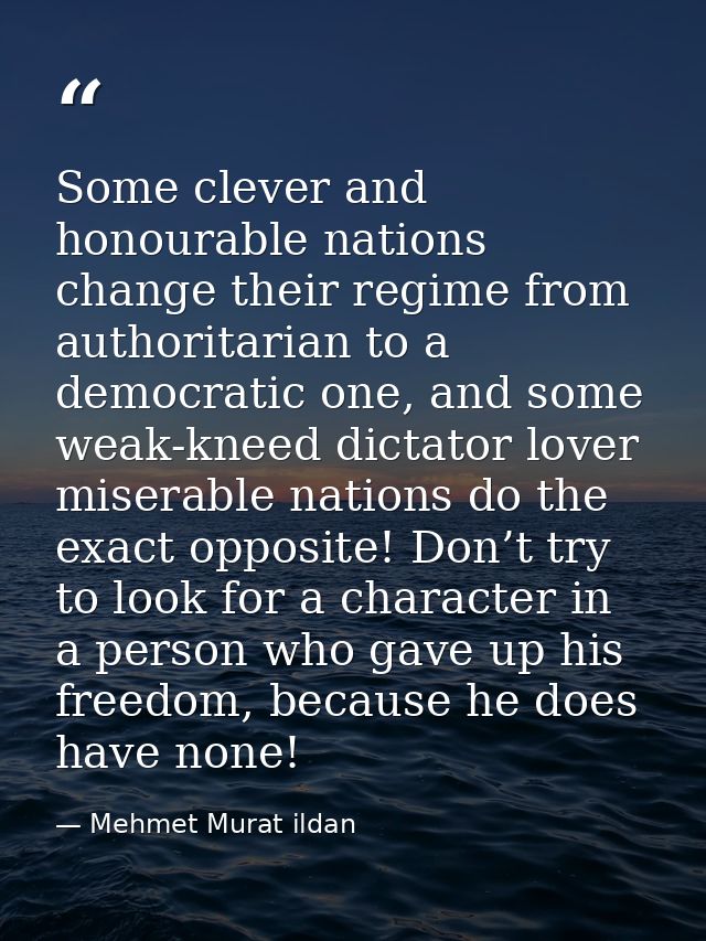 Some clever and honourable nations change their regime from authoritarian to a democratic one, and some weak-kneed dicta — Mehmet Murat ildan