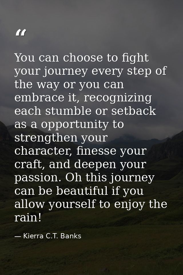 You can choose to fight your journey every step of the way or you can embrace it, recognizing each stumble or setback as — Kierra C.T. Banks